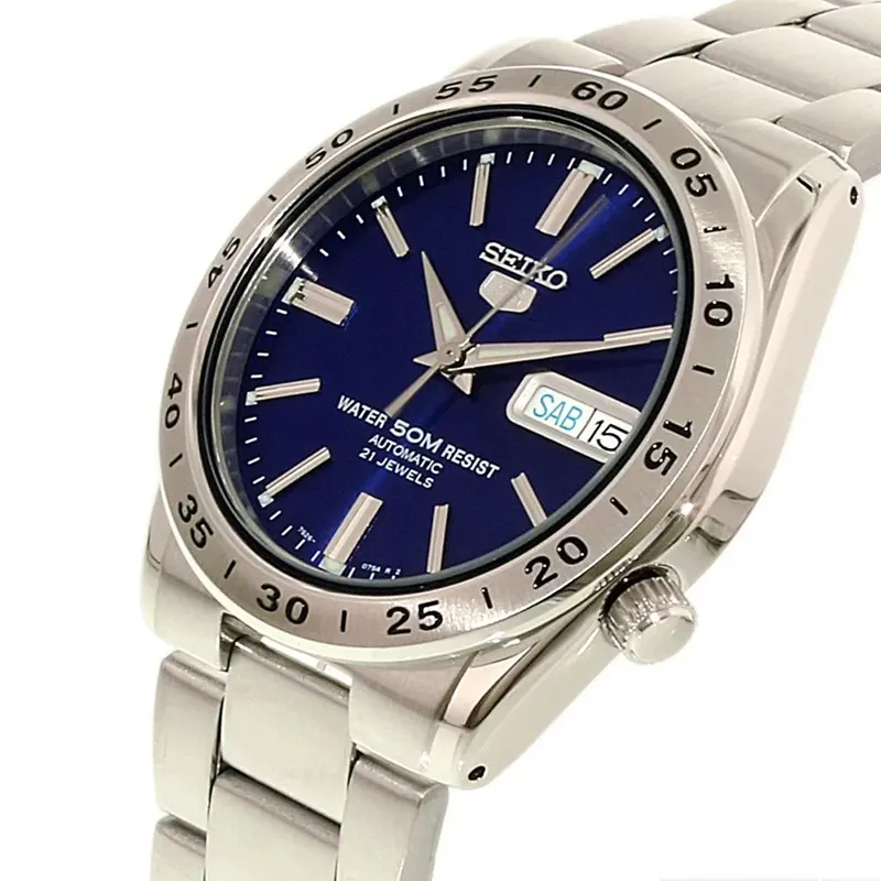 Seiko 5 Automatic Blue Dial Day Date Men's Watch- SNKD99k1